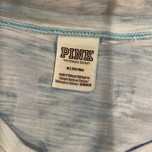 Pink light blue heathered 3/4 length sleeve t shirt